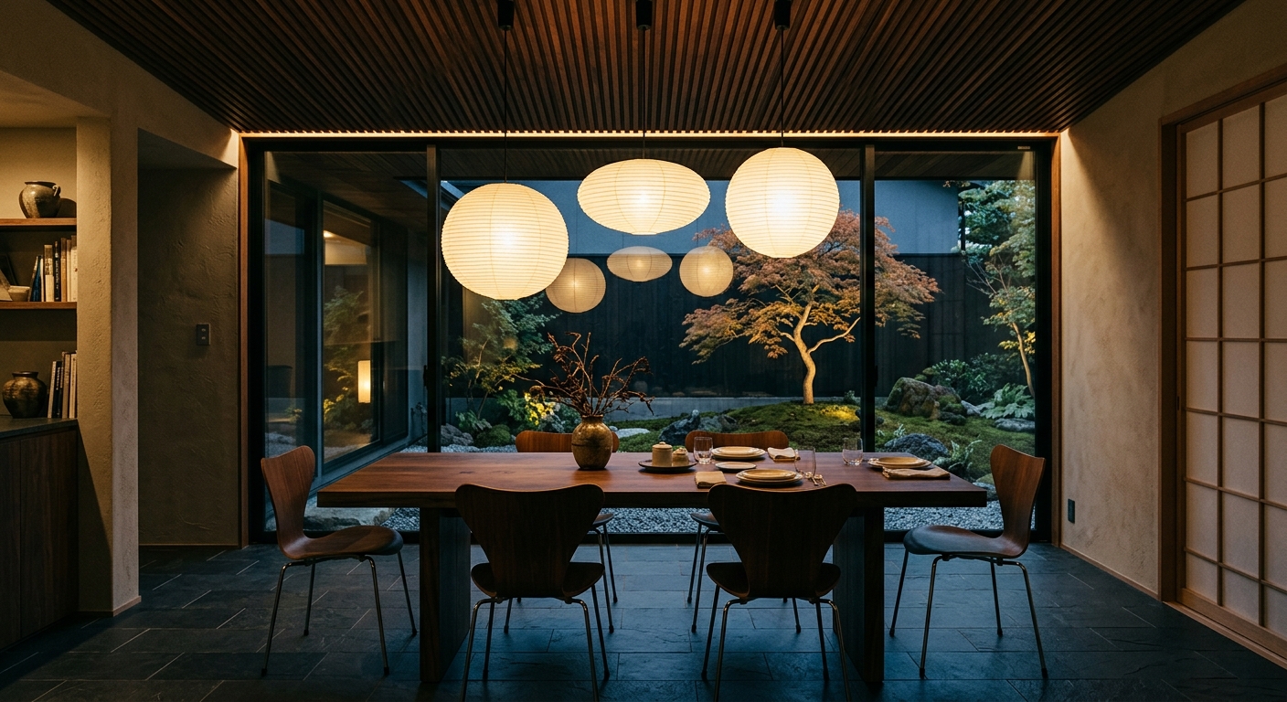 中庭を望むダイニング